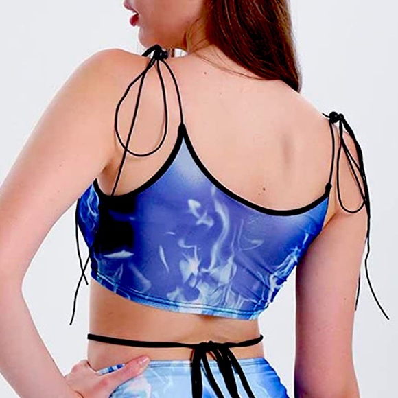 Lace Up Body Print Tie Dye Cami crop Tank Top with adjustable straps-BRAND NEW! - Picture 9 of 12